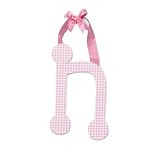Pink Gingham Hanging Letter - N