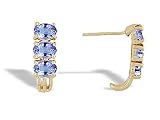 14K Yellow Gold Genuine Oval Tanzanite Earrings