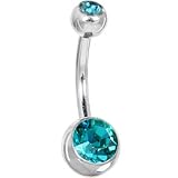 Swarovski Blue Zircon DOUBLE GEM Belly Ring