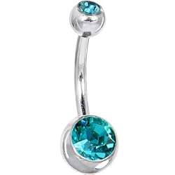 Swarovski Blue Zircon Double Gem Belly Ring