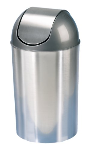 Childrens Toyshop   : Umbra Grand Metal Contemporary Covered Bin, 36 Litres- Nickel & Silver
