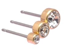 Reg Crystal Golden Titanium Earrings 4mm