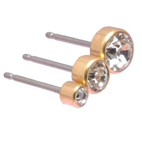 Reg Crystal Golden Titanium Earrings 4mm by 
