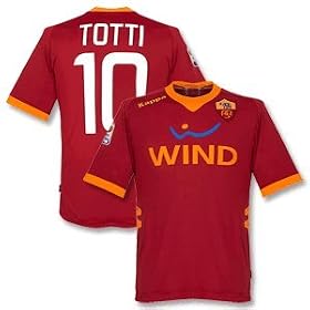 11-12 AS Roma Home Jersey + Totti 10