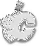 Calgary Flames Solid Sterling Silver ''C'' Logo 5/8'' Pendant