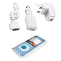 apple ipod nano 4th gen travel accessory pack with crystal case, usb cable, home charger and car charger