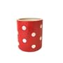 Ronnie's Terramoto Ceramic, Round Utensil Jar Crock, White Polka Dots on Tomato Red Base