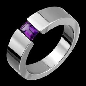 Arion Titanium Ring with Tension Set Amethyst by Alain Raphael