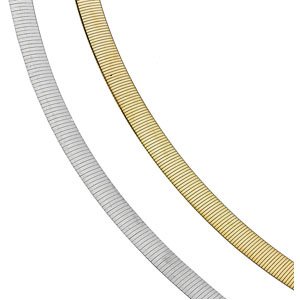 14K Two Tone Gold Reversible Omega Chain - 7 inches