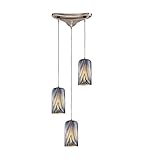 3 Light Pendant In Satin Nickel And Molten Ocean Glass