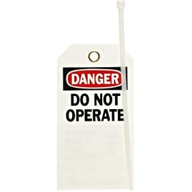 Brady 65501 5-3/4" Height, 3" Width, B-851 Economy Polyester, Red And Black On White Color Self-Laminating Tags (Pack Of 10)