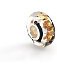 Silver, Black and Gold, Murano Glass Charm for 3mm Bracelets