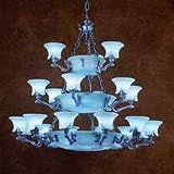 20-0387G8-87 U Chandelier in Bronze and ivory alabaster by LEDS