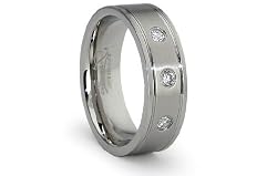 FRONTIER Stainless Steel Men's Ring with 3 CZ 7m