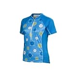 Descente 2008 Women's Genesis Short Sleeve Cycling Jersey - Symetrical Flower/Marine/Azure - 13520sfmraz (L)