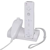 2-in-1 Charging Station w/ Rechargeable Battery for Nintendo Wii Remote Control, White