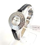 Authentic Coach Mini Heritage Womens Silver Stainless Steel Wrist Watch Black Leather Straps