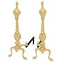 Set of Two Polished Brass and Iron Andirons