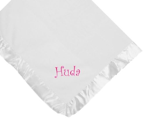 Huda Girl Name Embroidery Microfleece White Baby Embroidered Blanket