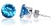 Gorgeous .925 Sterling Silver Brilliant Cut Blue Zircon Cubic Zirconia 7 MM Stud Post Earrings