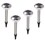 Set of 12- Stainless Steel Solar Powered Dome Shaped Path Lights