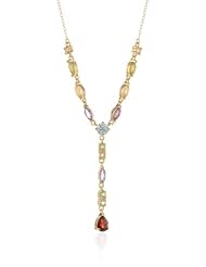 Yellow Gold Plated Sterling Silver Multi-Gemstone Necklace, 17"