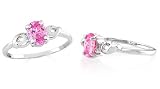Oval Cut Pink CZ Solitaire Ring Sterling Silver