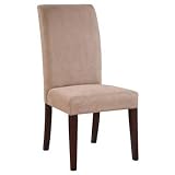 Powell Beige Straight Back Parsons Chair with Merlot Legs, 19-1/2 Seat Height, 1-Pack