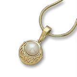 14k 6mm Pearl Scroll Pendant With 18'' Snake Chain