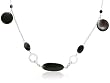 Sterling Silver, Onyx and Grey Mother-of-Pearl Necklace, 32"