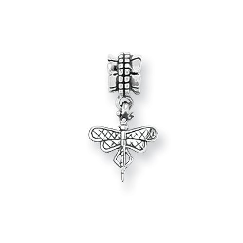 Dragonfly Dangle Charm in Sterling Silver for 3mm Reflections, Expression, Kera, Pandora and SilveRado Bracelets & Necklaces