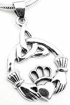 CLADDAUGH CELTIC Knot Claddagh Pendant Sterling Silver