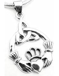 CLADDAUGH Celtic Knot Claddagh Pendant Sterling Silver