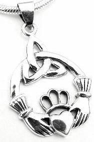 CLADDAUGH CELTIC Knot Claddagh Pendant Sterling Silver