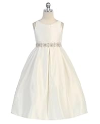 Girls Floor Length Sleeveless Satin Pleated Flower-Girl Dress/Pageant Dress/Wedding Dress 