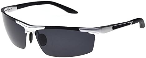 Men's Polarized Sunglasses Polarizer Sunglasses Aluminum Magnesium Frame Half Outdoor Riding Glasses Sport Driving (Silver)