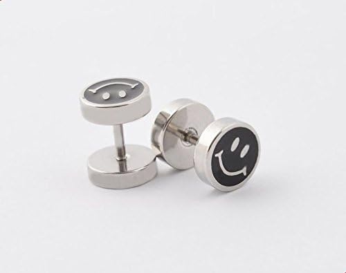 Jewelryfinds Korean Smiling Faces Of Men'S Fashion Handsome Boys Titanium Steel Earrings