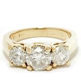 2.00CT Three Stone Diamond Past Present Future 14K Ring