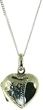 Silver Ladies Domed 15mm Engraved Flower Locket on 18 Curb Chain