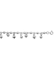 Sterling Silver Charm Bracelet w/ Beads and Chime Balls and Hearts