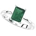 Silver Emerald Shape Green Crystal Ring by Elements