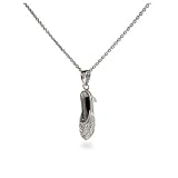 Eve's Addiction Cinderella's Sterling Silver Pave CZ Slipper Pendant