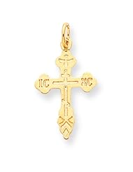 10K Yellow Gold Orthodox Cross Charm Pendant Jewelry