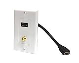 Steren 526-111WH Standard HDMI Pigtail + F Jack Wall Plate, White