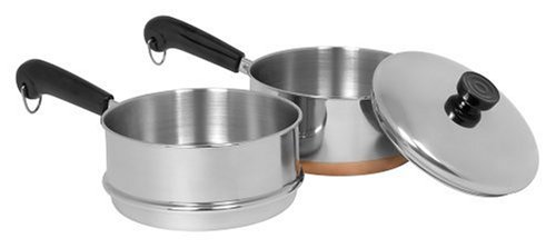 Revere 2-Quart Covered Saucepan with Double Boiler Insert