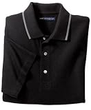 NEW Port Authority Signature - Zephyr Mesh Sport Shirt with Tipping Stripe Black/Charcoal-XL