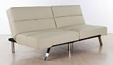 3er-Sofa Couch Schlafsofa Darwin, Napalon-Leder ~ sand/beige