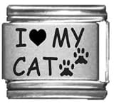 Clearly Charming I Heart my Cat Laser Etched Italian Charm