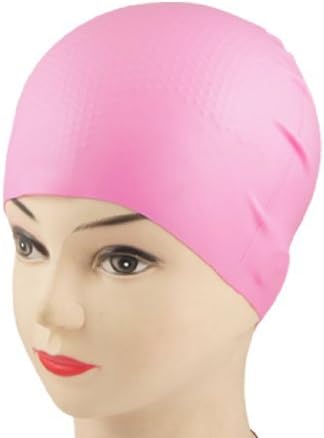 Dimart Adult Swimming Sports Inside Grains Soft Silicone Swim Cap Hat Pink