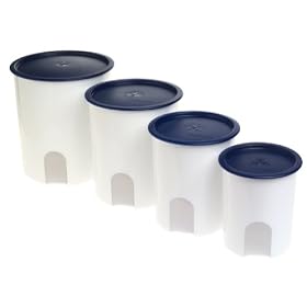 Tupperware One Touch Reminder Canisters, Set of 4, Bold 'N Blue by Tupperware